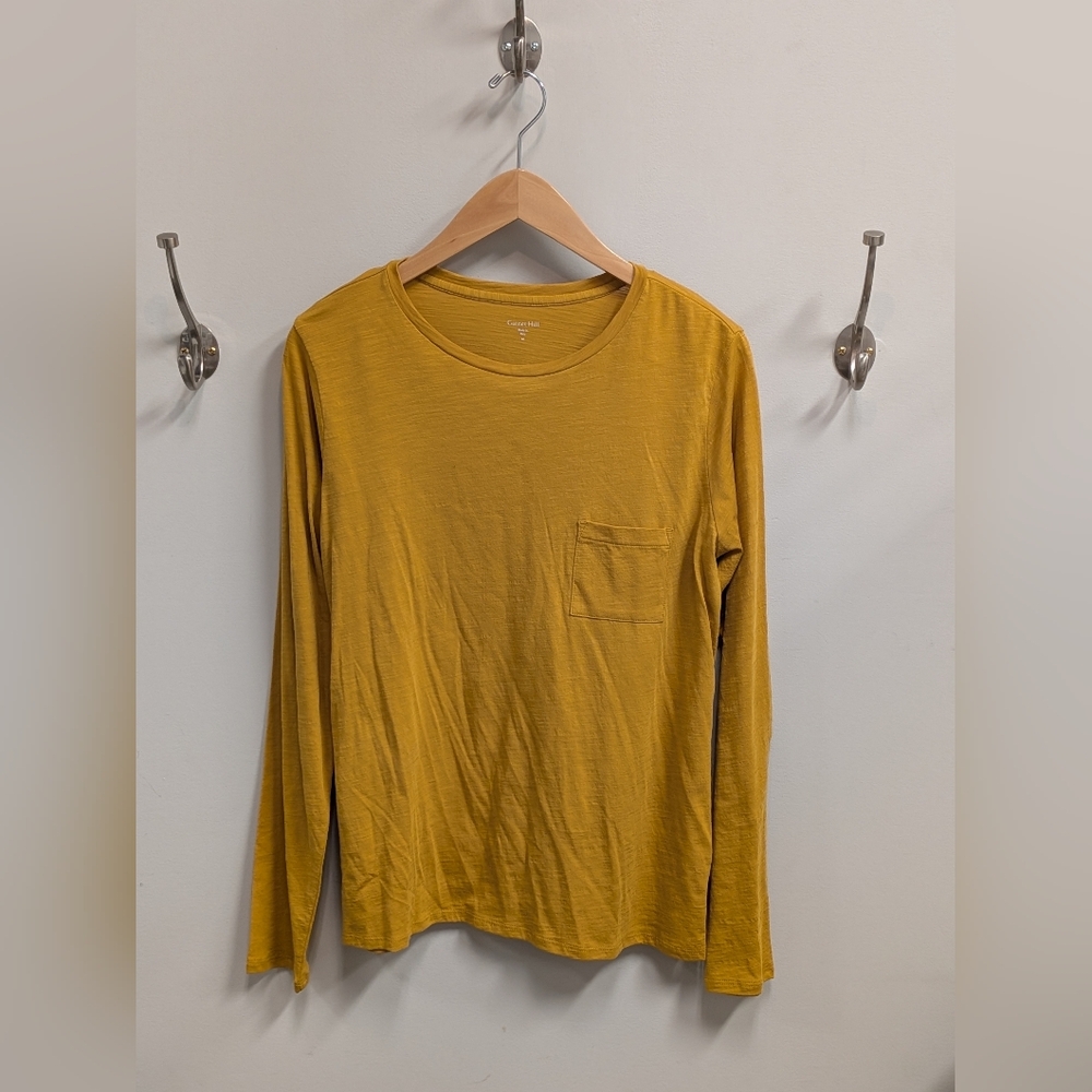 NWT Garnet Hill Organic Cotton Essential Long Sleeve Tee - Mustard - Picture 3 of 5